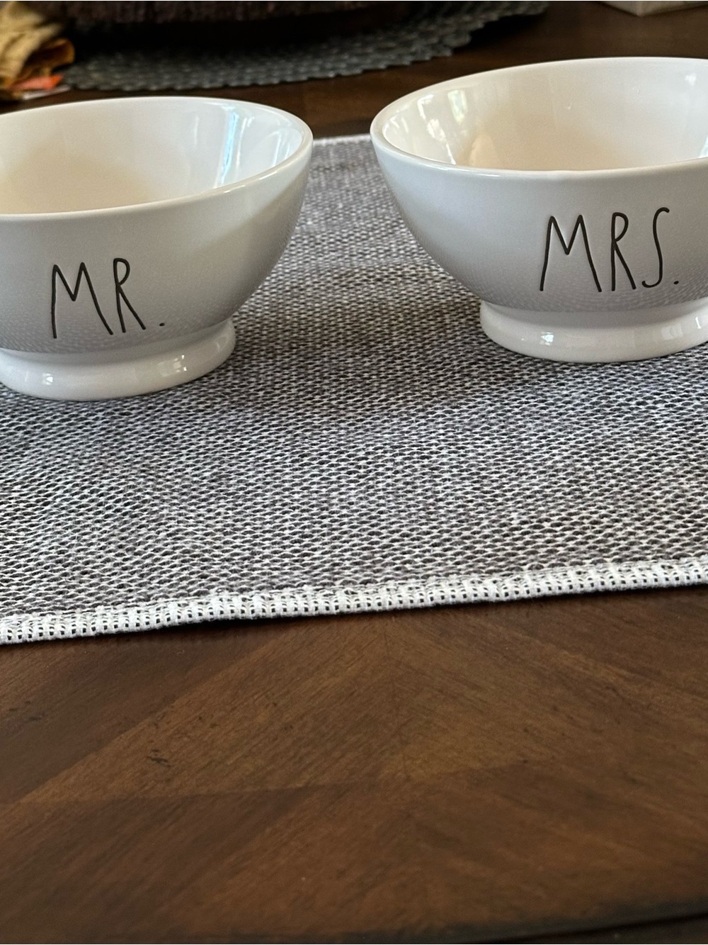 Rae Dunn White "Mr." and "Mrs." Ceramic Bowls